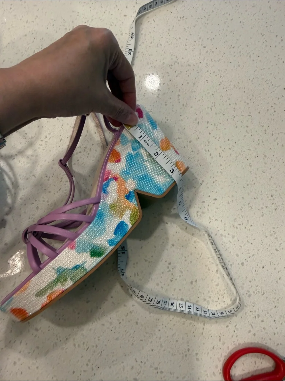 CECELIA NEW YORK Lilac T-Strap Platforms with Floral Multicolor Block Heel